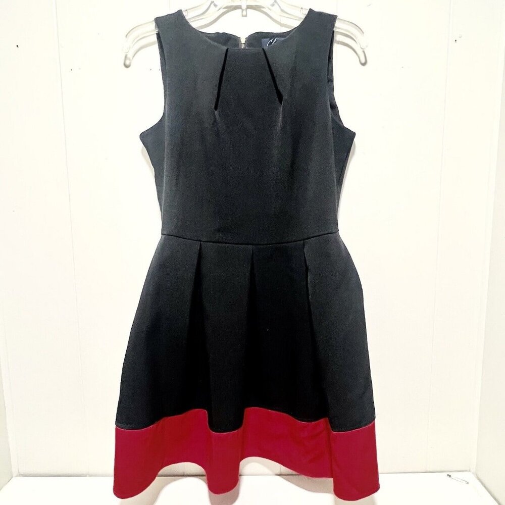 Closet London Luck Be A Lady Black Red Colorblock Women Fit Flare Dress Size 12